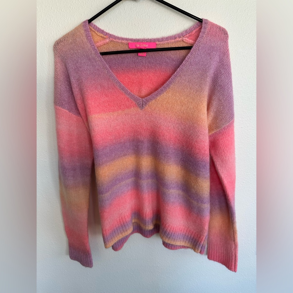 Lilly Pulitzer Pink and Purple V-Neck Sweater